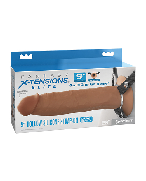 Fantasy X-Tensions Elite 9" Silicone Hallow Strap-On Dual Density - Brown