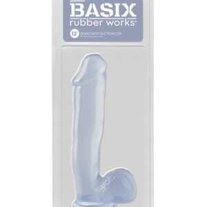 Basix Rubber Works 12" Dong w/Suction Cup - Clear