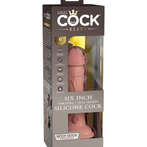 King Cock Elite 6" Dual Density Vibrating Silicone Cock - Light