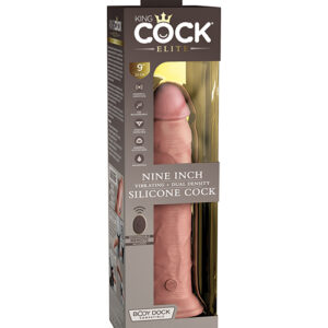 King Cock Elite 9" Dual Density Vibrating Silicone Cock w/Remote - Light
