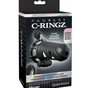 Fantasy C-Ringz Remote Controlled Vibrating Cock Blocker - Black