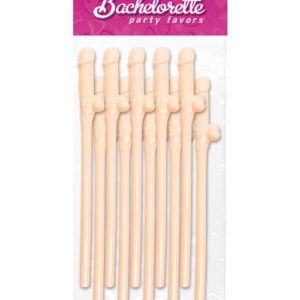 Bachelorette Party Favors Dicky Sipping Straws - Flesh Pack of 10