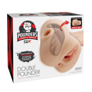 PDX Plus Double Pounder Vibrating Squeeze Stroker - Light
