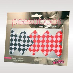 Peekaboos Off the Wall Checkered Pasties - 2 Pairs 1 Black/1 Red