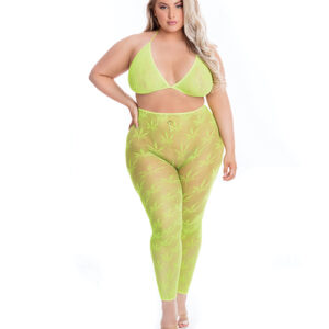 Pink Lipstick All About Leaf Bra & Leggings Green QN