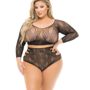 Pink Lipstick Back Me Up Top & High Waist Panty Black QN