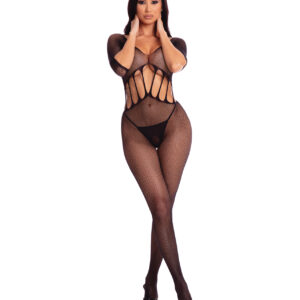 Pink Lipstick Amplify Crotchless Bodystocking Black O/S