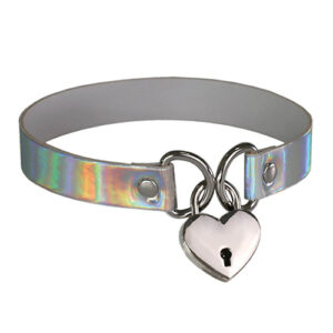 Plesur Heart Lock Collar - Holographic White