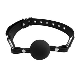 Rouge Fetish Play Vegan Leather Ball Gag - Black
