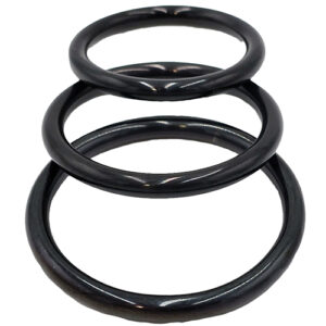 Rouge Black Stainless Steel 3 Piece Cock Ring Set - Black