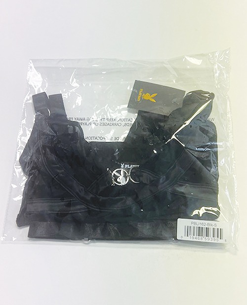 Playboy Bunny Charm Mesh Bralette w/Thong 2 pc Set - Black 1X - Image 3