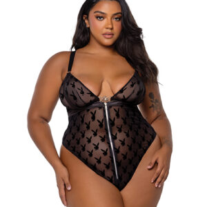 Playboy Bunny Charm Teddy - Black 1X