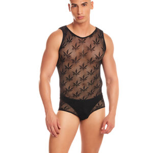 Rainbow Party Night Blaze Singlet 2 pc Set w/Thong - Black L/XL