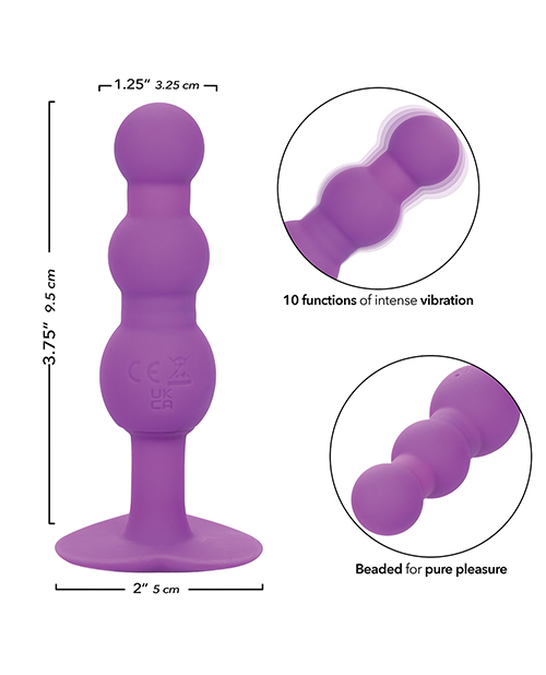 First Time Vibrating Triple Beaded Anal Probe - Purple - Image 5