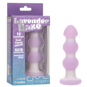 Lavender Haze Beaded Anal Probe - Lavender/White