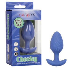 Cheeky Glow in the Dark Vibrating Butt Plug - Large Blue
