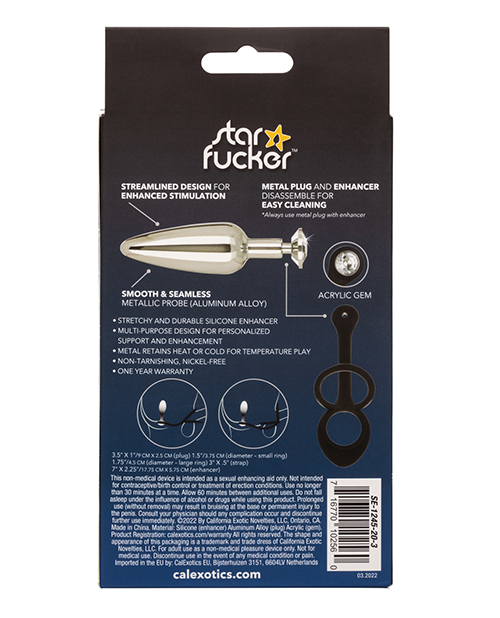 Star Fucker Slim Gem Plug w/Silicone Enhancer - Black - Image 3