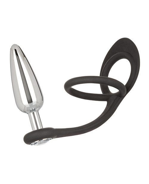 Star Fucker Slim Gem Plug w/Silicone Enhancer - Black - Image 4