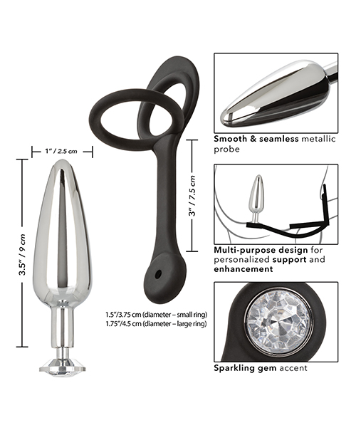 Star Fucker Slim Gem Plug w/Silicone Enhancer - Black - Image 6