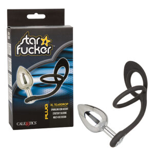 Star Fucker XL Teardrop Gem Plug w/Silicone Enhancer - Black