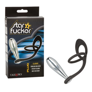 Star Fucker Glider Gem Plug w/Silicone Enhancer - Black
