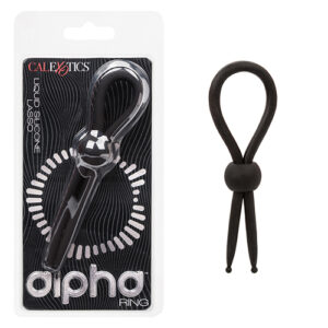 Alpha Liquid Silicone Lasso Cock Ring - Black
