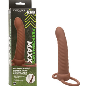 Performance Maxx Rechargeable Ribbed Dual Penetrator - Brown