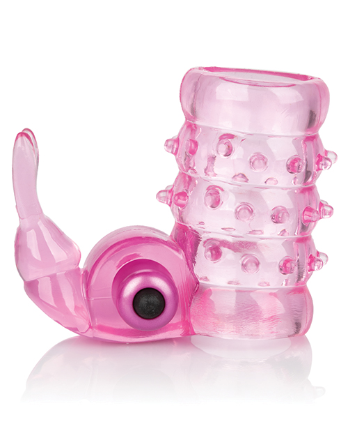 Basic Essentials Stretchy Vibrating Bunny Enhancer - Pink - Image 5