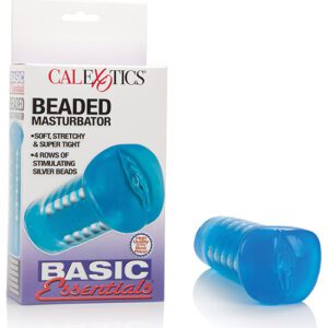 Basic Essentials Beaded Masturbator - Blue