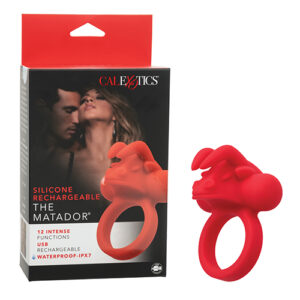 Couple's Enhancer Silicone Rechargeable The Matador Enhancer w/Triple Stimulation - Red