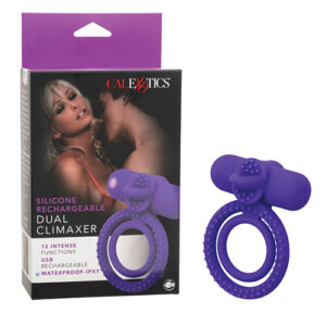 Couple's Enhancer Silicone Rechargeable Dual Climaxer Enhancer w/Flickering Tongue - Purple