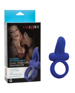 Couple's Enhancers Silicone Rechargeable Dual Pleaser Enhancer - Blue