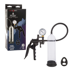 Peak Magnified Gauged Penis Pump System w/Cock & Ball Ring - Black
