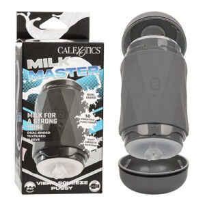 Milk Master Vibro Squeeze Pussy Stroker - Black
