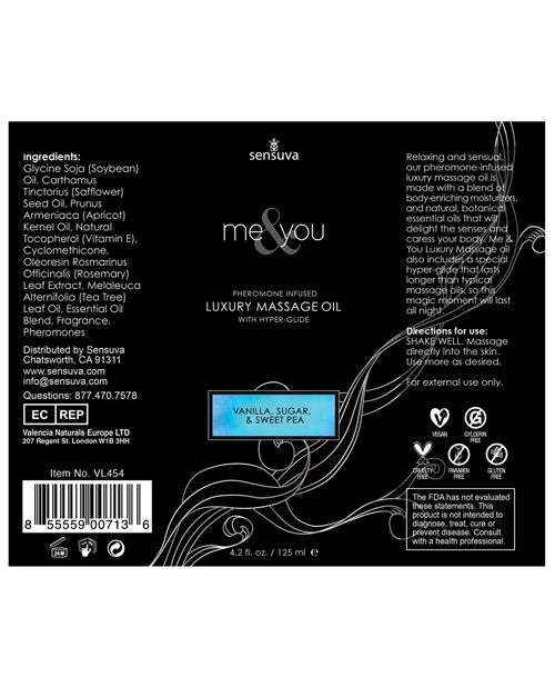 Sensuva Me & You Massage Oil - 4.2 oz Sweet Temptation - Image 3