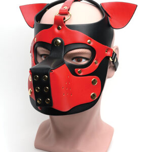 665 Bondage Pup Hood - O/S Black/Red