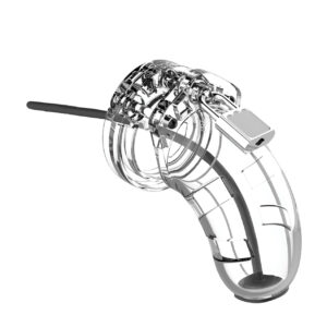 Shots Man Cage 3.5" w/Silicone Urethral Sounding - Clear