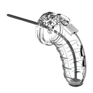 Shots Man Cage 4.5" w/Silicone Urethral Sounding - Clear