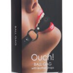 Shots Ouch Ball Gag w/Leather Straps - Black
