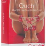 Shots Ouch Leather Hand & Leg Cuffs - Red