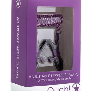 Shots Ouch Adjustable Nipple Clamps w/Chain - Purple
