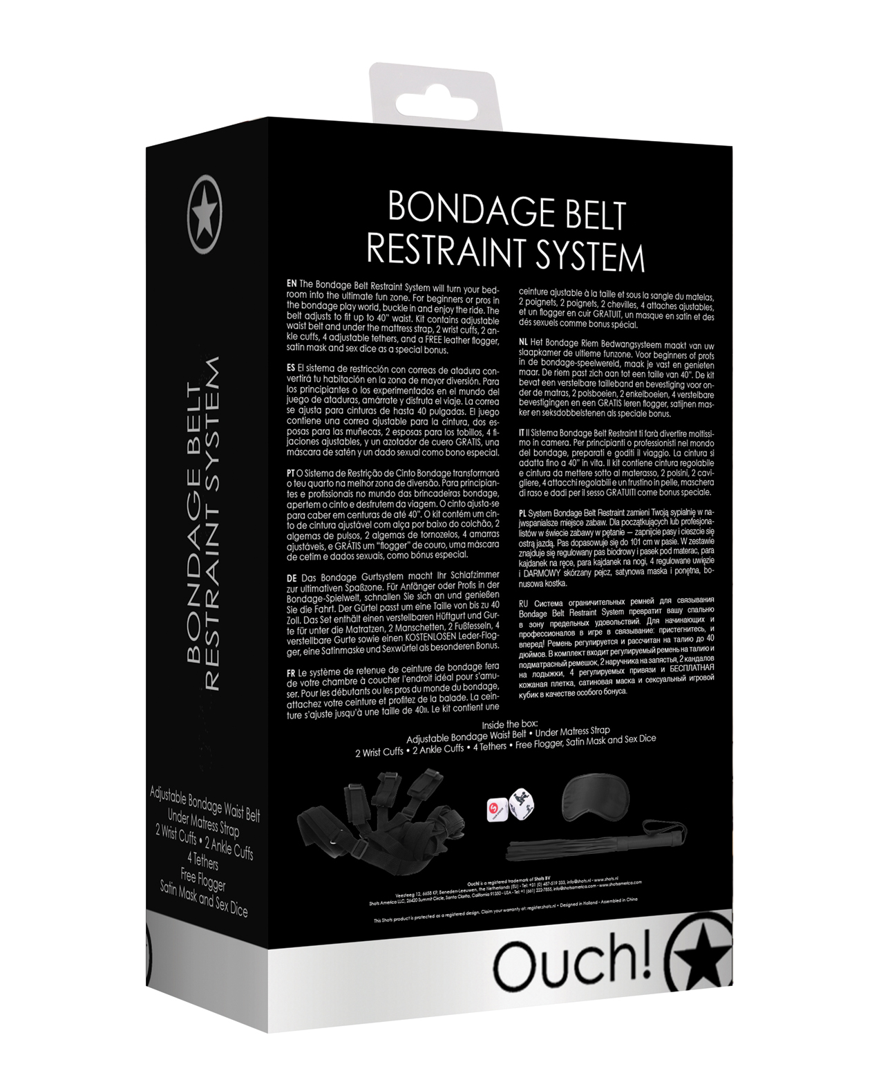 Shots Ouch Bondage Belt Restraint System - Black - Image 3