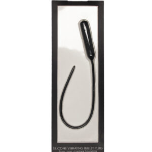 Shots Ouch Extra Long Urethral Sounding Silicone Vibrating Bullet Plug - Black