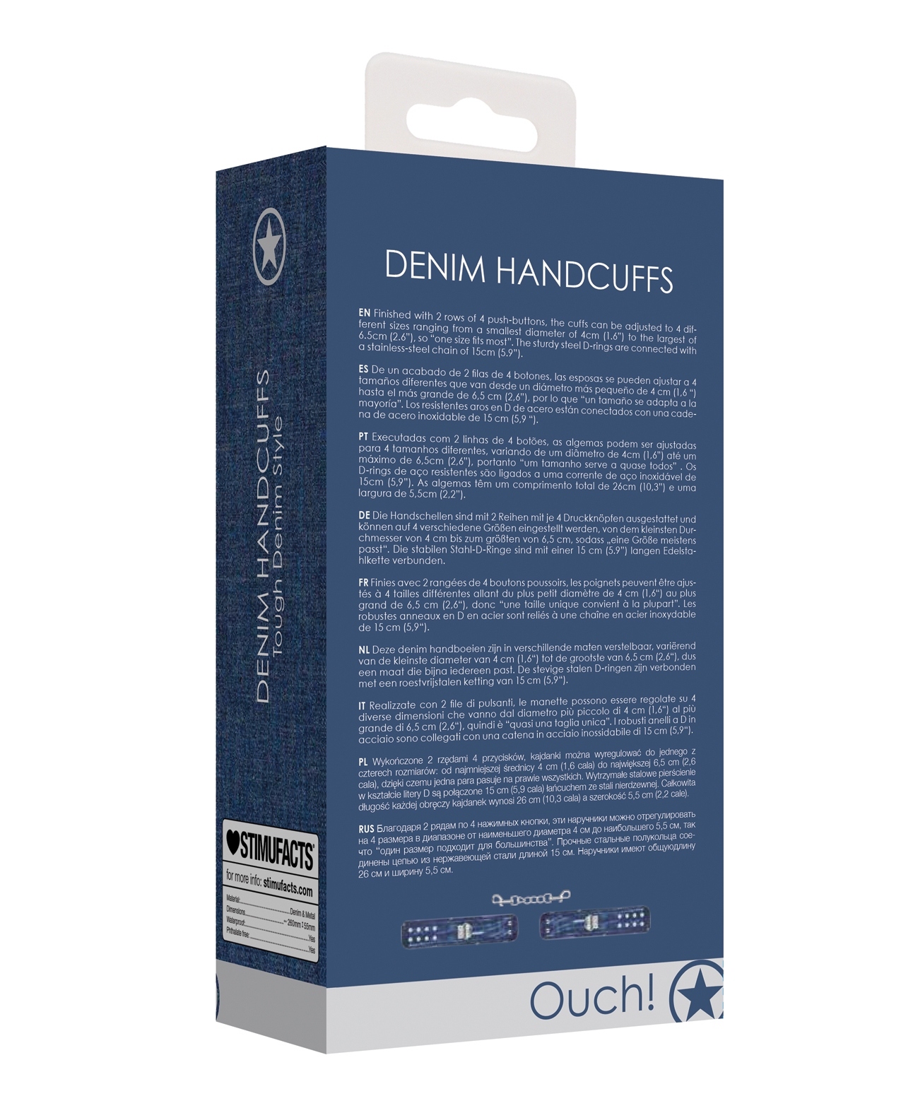 Shots Ouch Demin Handcuffs - Blue - Image 3