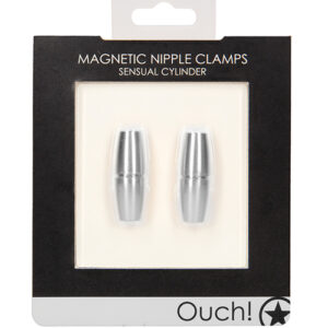 Shots Ouch Sensual Cylinder Magnetic Nipple Clamps - Silver