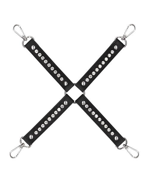 Shots Ouch Diamond Studded Hogtie - Black - Image 4