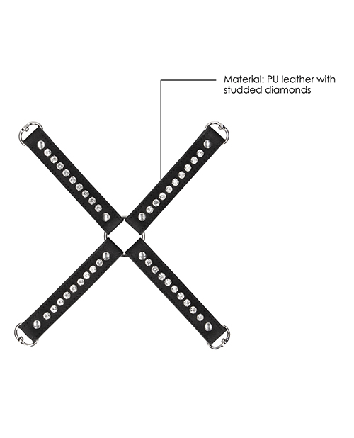 Shots Ouch Diamond Studded Hogtie - Black - Image 5