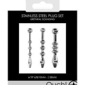 Shots Ouch Urethral Sounding Metal Plug Set - 58 mm