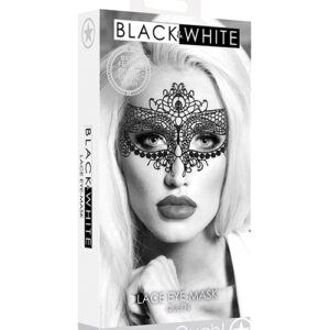 Shots Ouch Black & White Lace Eye Mask - Queen Black