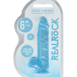 Shots RealRock Realistic Crystal Clear 6" Dildo w/Balls - Blue
